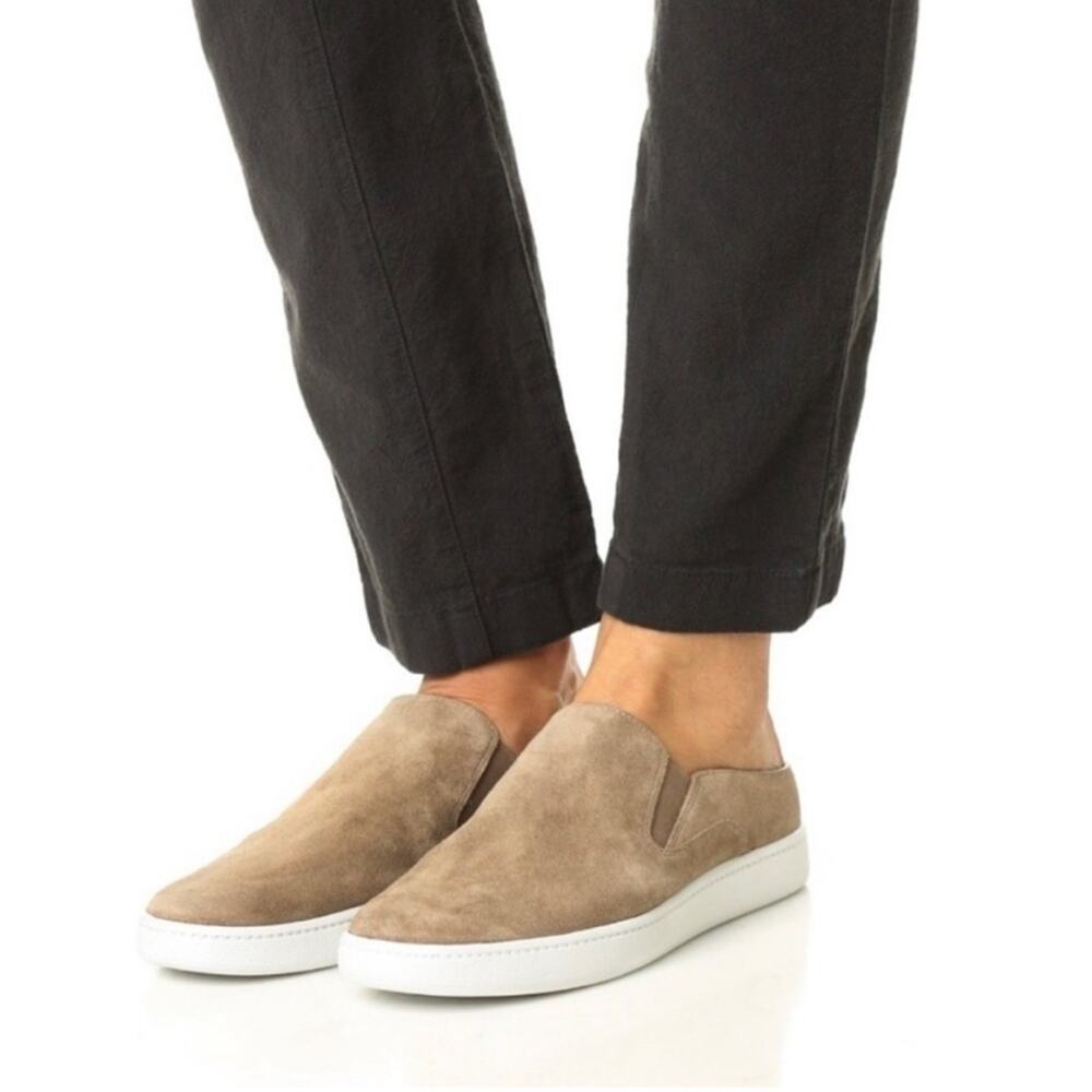 Vince Verrell Slip On Suede Mule Slide Low Back Sneakers in Woodsmoke 8
